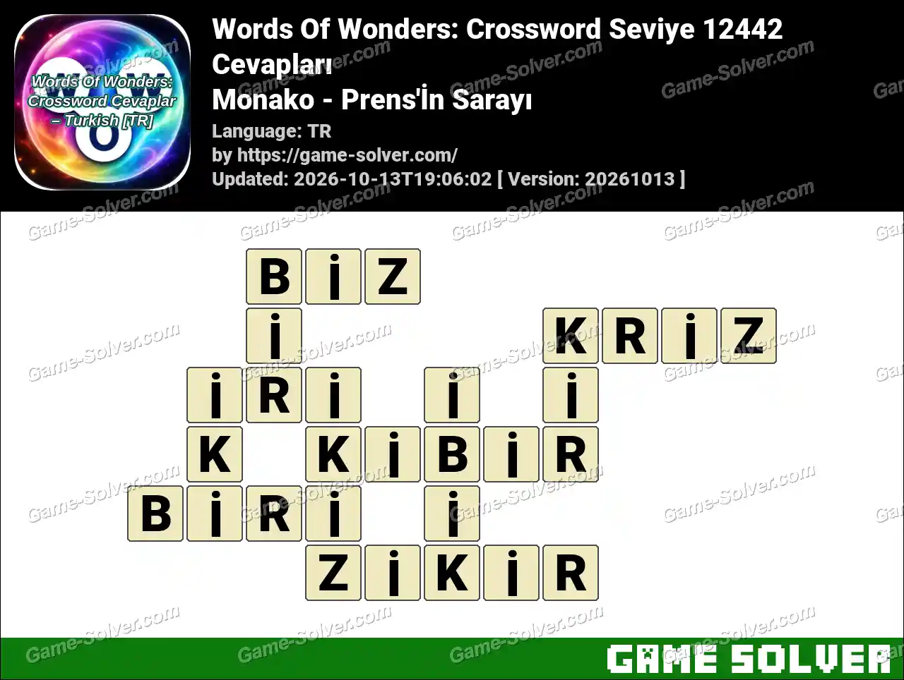 Words Of Wonders: Crossword Seviye 12442 Cevapları – Monako – Prens’İn Sarayı